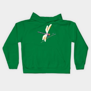 Whimsical Gold and Purple Dragonfly and Twig on Green Kids Hoodie